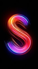 Letter s forming colorful light trails on black background