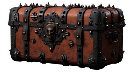 Gothic Treasure Chest: A weathered, studded chest exudes dark fantasy, hinting at untold riches and mysteries within.  The skull emblem adds a touch of macabre allure.