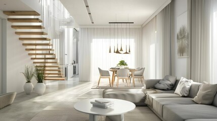 Fototapeta premium Minimalist Living Room Interior Design