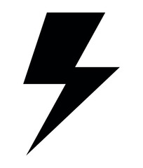lightning symbol icon - black and white simple silhouette of flash, vector illustration isolated on white