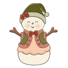Christmas Snowman Doodle Magic, Winter Wonderland Snowman Line Art