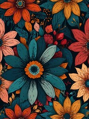 Abstract floral seamless pattern.