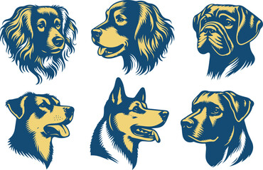 dog head vector illustration set