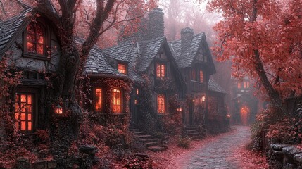 Enchanted Village in a Foggy Forest: A Cozy Cottage Retreat