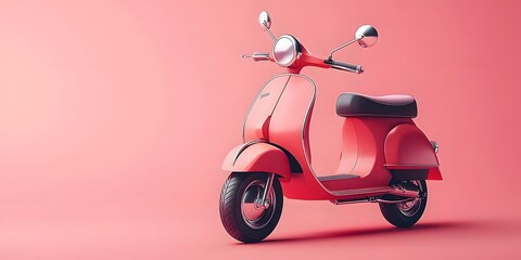 pink electric scooter isolated on pink background, emphasizing eco-friendliness and urban mobility.ideal advertising campaigns, product showcases, and branding materials, generative ai