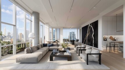 Fototapeta premium Modern Apartment With City View