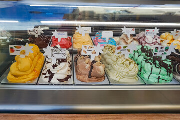 Different flavors of italian ice cream at Italy