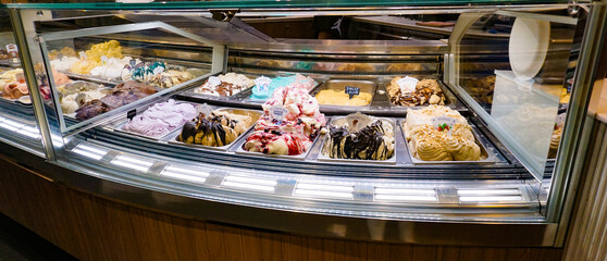Different flavors of italian ice cream at Spain