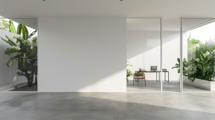 Modern Minimalist Interior with Glass Walls