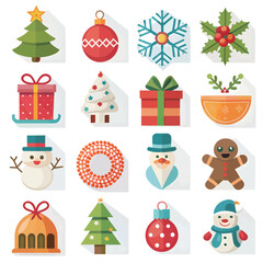 Merry Christmas element collection on white background	