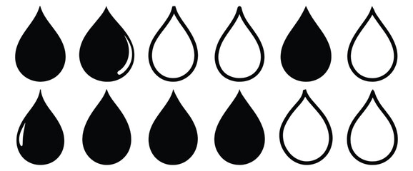 Water silhouette set vector design big pack of drop illustration and icon