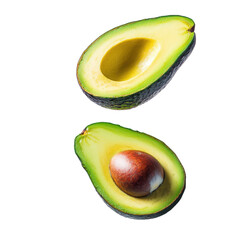 Freshly sliced avocado showcasing its vibrant green flesh and nourishing seed. Ideal for healthy cooking and salads.
