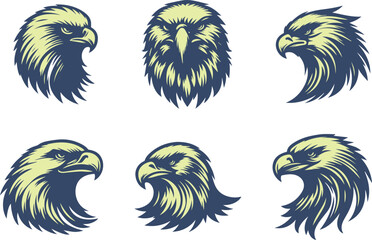 eagle head vector illustration set