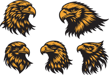 eagle head vector illustration set