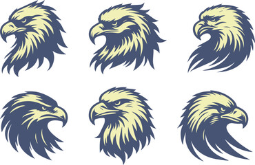 eagle head vector illustration set