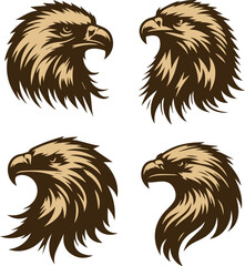 eagle head vector illustration set