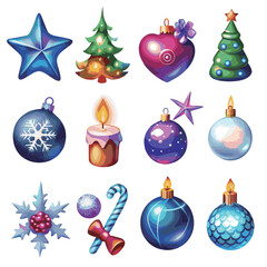 Merry Christmas element collection on white background	