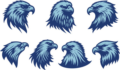 eagle head vector illustration set