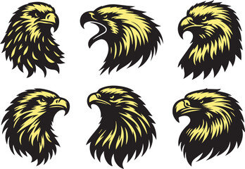 eagle head vector illustration set