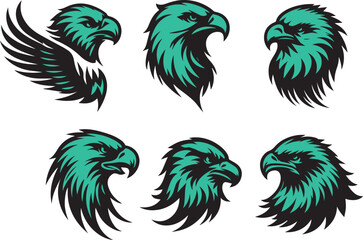 eagle head vector illustration set