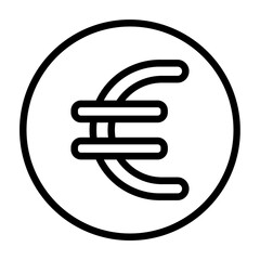 Euro Coin Vector Line Icon Design