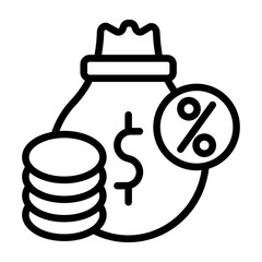 Interest Rate Vector Line Icon Design