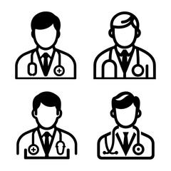 Medical Doctor Icons Vector Illustration Set