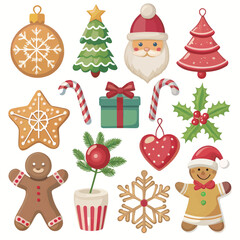 Fototapeta premium Merry Christmas element collection on white background 