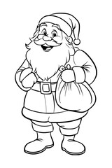 Jolly Santa Claus with Gift Sack Coloring Page for coloring books