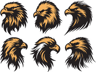 eagle head vector illustration set