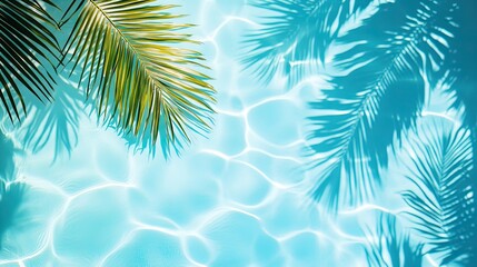 Palm tree shadow on water. Perfect for summer, travel, and vacation themes.