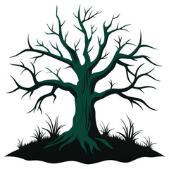 Silhouette of a big dead tree in the forest vector on white background