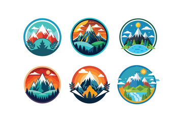 Set international mountains day vector icon logo quote design