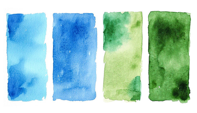 Abstract blue and green watercolor brush strokes