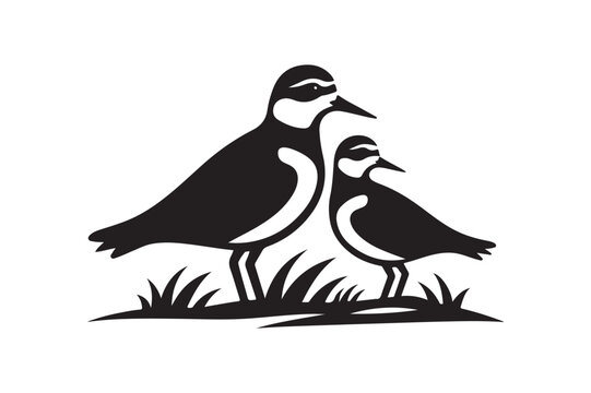 recommend clip art: Minimalist Plovers Silhouette Vector Art – Wildlife Design Collection