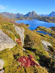 Lake and mountains in northern Norway beautiful nature