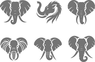 elephant head vector illustration set.