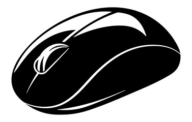 black illustration of a computer mouse without background