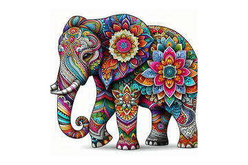 Fototapeta premium colorful Elephant mandala design, white background