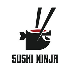 sushi ninja flat minimalist logo design © aldonat
