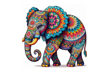 Fototapeta premium colorful Elephant mandala design, white background