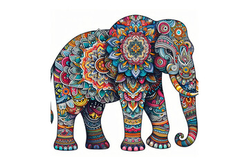 Fototapeta premium colorful Elephant mandala design, white background
