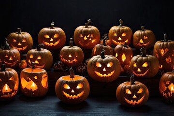 Halloween background with Jack Lantern pumpkin pattern, a terrible mood, halloween party, background. 