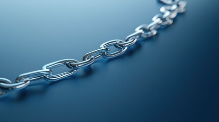 Fototapeta premium Digital Chains Linking in a Network on a Blue Background