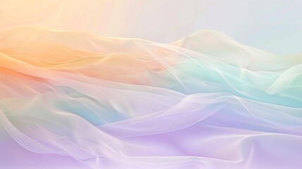 Obraz premium A pastel background with gentle waves of color blending lavender, mint, and peach