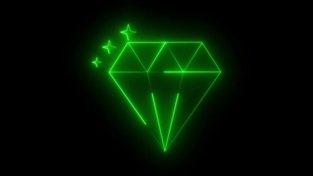 Neon Glow Dimond Icon animation with star- Perfect for Modern Interfaces, Its fiery orange-red hues on a dark night background.
