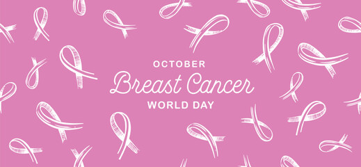 Breast cancer day, pattern on pink. Vector Illustration.	
