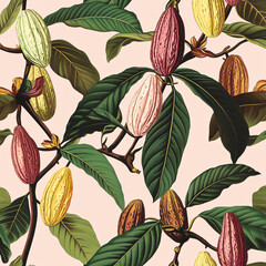 Vintage Nature-Themed Pinkish Pattern for Sustainable Chocolate Brand