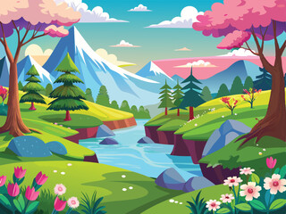 Obraz premium landscape with lake and forest