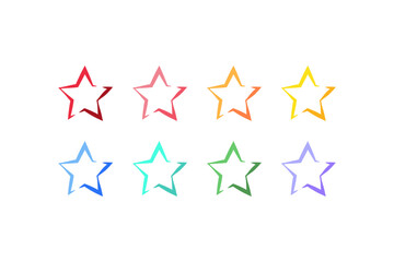 Set of gradient star shape outline. Flat decorative vector design isolated illustration.